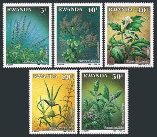 Rwanda 1324 - 1328,  Mnh.  Michel 1407 - 1411.  Medicinal Plants,  1989.