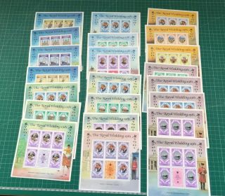 Job Lot X 22 Mini Sheets Of Stamps Royal Wedding Charles & Diana 1981 S517