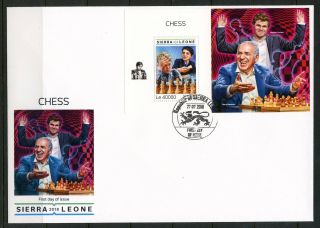 Sierra Leone 2018 Chess Garry Kasparov & Magnus Carlsen Souvenir Sheet Fdc