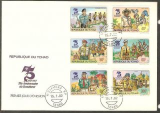 Chad 1982 75th Anniv Boy Scouts Bagpipes Bird Imperfs Fdc