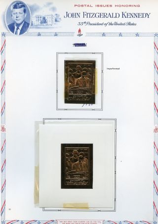 Umm Al Qiwain John F Kennedy Memorial Imperf Gold Foil Stamp & Deluxe S/s