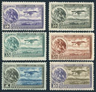 Mexico C11/c19 Set/6,  Mnh.  Mi 606/614.  Air Post 1929.  Coat Of Arms - Eagle,  Airplane.