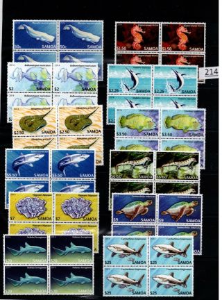 4x Samoa - Mnh - Nature - Fish - Marine Life - Sharks - Turtles