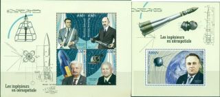 Space Rocket Engineers Korolev Von Braun Goddard Oberth Tchelomey Mnh Stamps Set