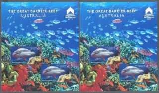 Australia - Great Barrier Reef Macau 2018 2 Min Sheet Set.  Perf & Imperf - Fu/cto
