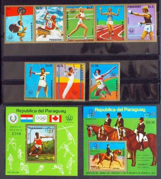 Paraguay 1975 Olympics,  Xf Mnh Sheets,  Sports,  Equestrian Horse,  Sports Stamps