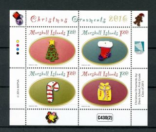 Marshall Islands 2016 Mnh Christmas Ornaments 4v M/s Christmas Tree Stamps