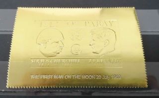 F0542 Pabay Gold Kennedy Churchill Space Overprint First Man On Moon St Mnh