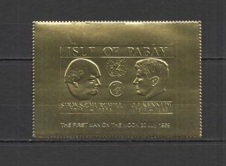 F0542 PABAY GOLD KENNEDY CHURCHILL SPACE OVERPRINT FIRST MAN ON MOON ST MNH 2