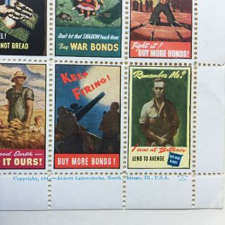 Us Military Army Propaganda War Bonds Wwii Seal Cinderella Stamp Sheet 1943 
