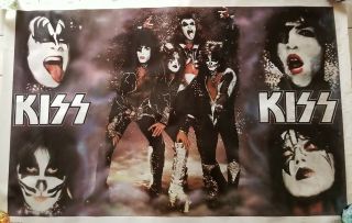 Vintage 1977 Kiss Poster Glitter Destroyer Aucoin Mgmt 35 " X 23 " Dargis 3507