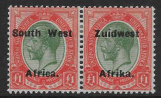 South West Africa 1926 £1 Green And Red Setting Vi - 11602