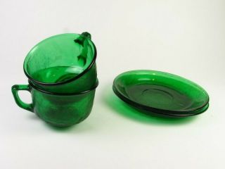 2 Arcoroc Sierra Emerald Green Cup And Saucer