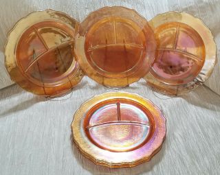 Vintage Federal Glass Normandie Iridescent Grill Plates,  Set Of 6 (1933 - 39)