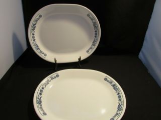 Vintage Corelle Plates 2 Corelle Old Town Blue Onion Oval Serving Platters 12 "