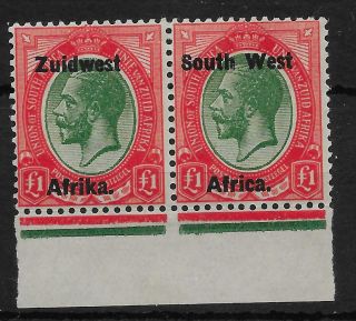 South West Africa Sg27 1923 £1 Green & Red Mtd