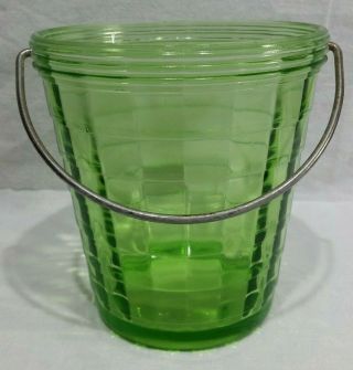 Anchor Hocking Block Optic Green Depression Glass Ice Bucket