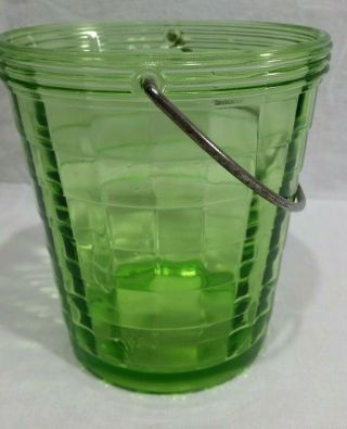 Anchor Hocking Block Optic Green Depression Glass Ice Bucket 2