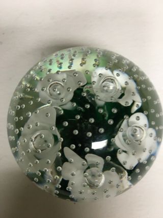 Signed Art Glass Paperweight Flower With Controlled Bubbles Joe St Clair 84