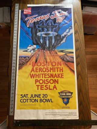 TEXXAS JAM 1987 poster Boston Aerosmith Whitesnake Poison Tesla Cotton Bowl VTG 2
