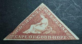 1863/4 Cogh 1d Brown - Red With Gum L/h Mark Sg18b