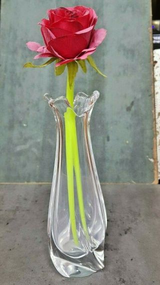 Nancy Daum France Crystal Vase Signed