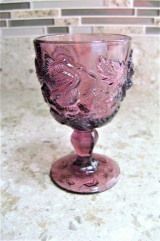 Fenton L.  G.  Wright Madonna Inn Purple Wild Rose 6.  5 " Goblet Glass L@@k