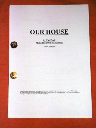 Our House Madness Musical - Rare 125 Page West End Show Script - Suggs Ska Cd Lp