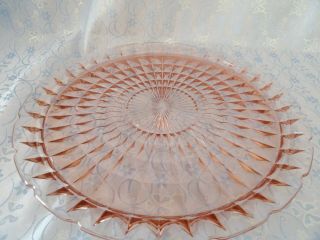 Jeannette Glass Pink Windsor Diamond Cake/torte Plate