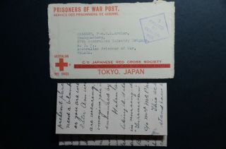 Malaya 1942 Pow Cover,  Letter From Australia