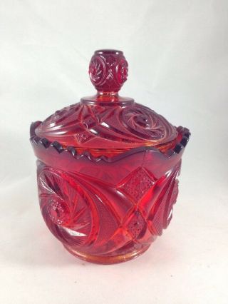 Red Orange Glass Candy Dish Bowl John Kemple Glassworks 4.  5 " Dia Dish