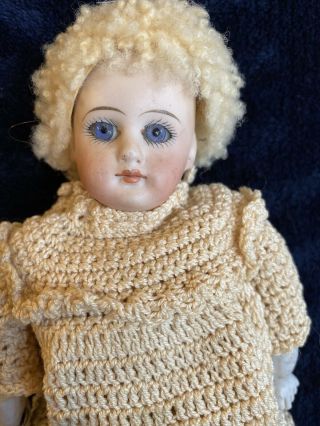 Antique German Bisque Sonneberg Doll 10 In Closed Mouth Belton Type Skin Wig