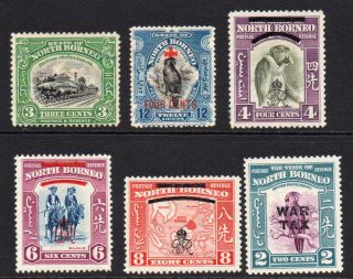 North Borneo 6 Stamps Mainly Mounted (4 Cent Has Thin) (6555)