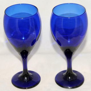 Libbey Teardrop Goblet Cobalt Blue 7.  25 " Water Wine Drinking Glasses Set Of 2