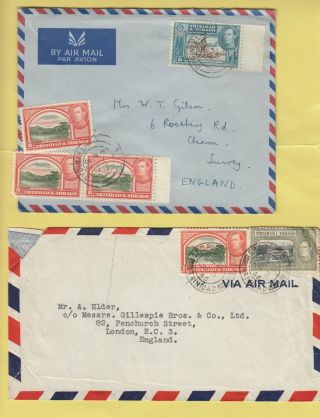 C3330 Trinidad,  Tobago 9 Different Kgvi Covers / Fronts; 1939 - 1953