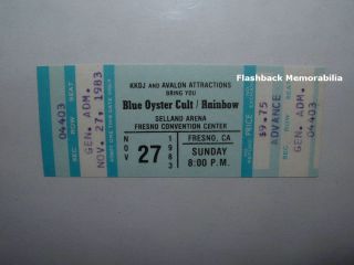 Rainbow / B.  O.  C.  Concert Ticket 1983 Fresno Selland Rare Deep Purple