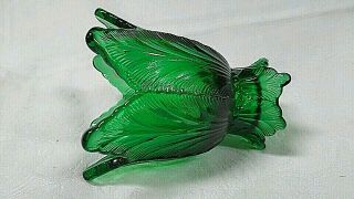 Fenton Emerald Green Two Way Candle Holder Votive Taper Holder Feather Pattern 2
