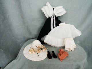 Cissy Doll Navy Taffeta Outfit,  Dress With White Collar,  Hat.  Slip,  Panties Shoes