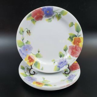 Set Of 4 Vtg Corelle Summer Blush Bread Plates 7 1/4 " Gorgeous Floral Pansies
