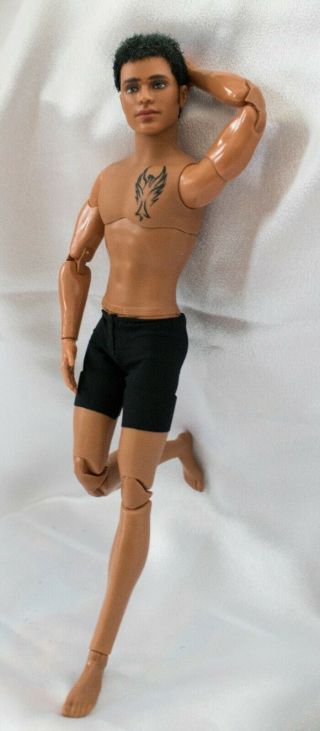Ooak Custom African American Black Ken Male Barbie Doll Repaint Articulated