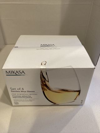Mikasa Fine European Lead Crystal " Julie " Stemless Wine Glasses Set Of 4
