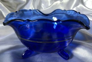Vintage Cobalt Blue Depression Glass L.  E.  Smith Mt.  Pleasant Bowl Nut Candy Dish