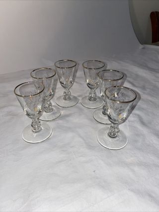 Vintage 1950s Libby Cordial/ Shot Glasses Lily Of The Valley