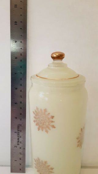 Vintage White Opaline Glass Vanity Dresser Jar Gold Trim