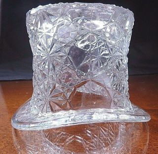 Extra Cute Fostoria American Large Crystal Top Hat Vase 3.  5 " Tall W/ 4.  5 " Brim
