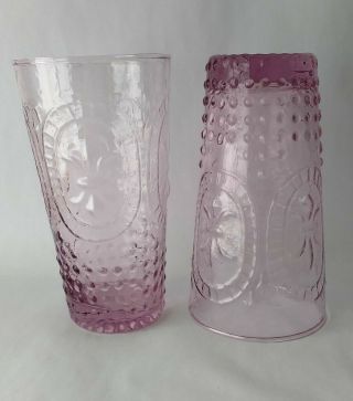 1 Vintage Pink Depression Glass Fleur De Lis Hobnail Tumblers