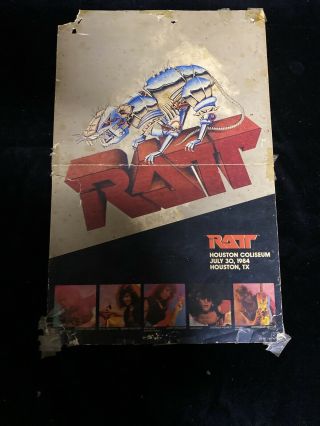 Vintage Ratt Houston Texas July 30,  1984 Concert Tour Poster