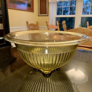 Old Vintage Yellow Golden Glow Federal Glass Mixing Bowl Vertical Ribbed Mcm