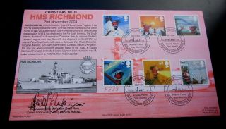 Royal Navy Hms Richmond Christmas With Hms Richmond Stamp Set Signed & Ltd Ed