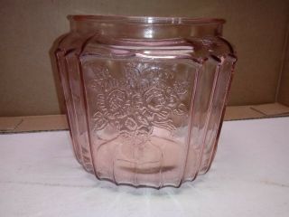 Vintage Anchor Hocking Pink Mayfair Open Rose Depression Glass Cookie Jar No Lid